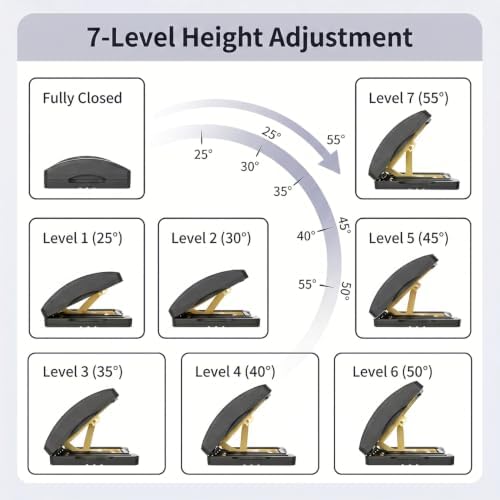 Ergonomic Foot Rest Under Desk, Foldable & Portable 7-Level Foot Stool, Dual-Side Massage Surface, Under Desk Footrest for Office, Home, Car - Image 3