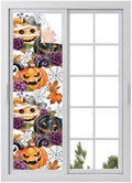 Window Privacy Film Frosted, Pumpkins Halloween Reusable Static Cling Window Tints, Black Horror Purple Floral Botanical Heat Control Windows Films for Offices, Balcony, 29.5 x 118 Inches by Unknown