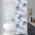 Window Privacy Film Frosted, Navy Blue Palm Trees Tropical Reusable Static Cling Window Tints, Summer Beach Botanical Heat Control Windows Films for Offices, Balcony, 29.5 x 118 Inches - Image 3