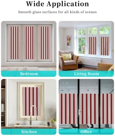 Window Privacy Film Frosted, Red Brown Striped Reusable Static Cling Window Tints, Modern Farmhouse Vertical Stripes Heat Control Windows Films for Offices, Balcony, 29.5 x 118 Inches - Image 7