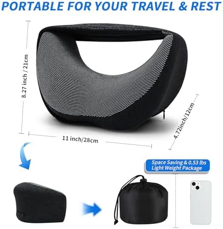 3-in-1 Memory Foam Travel Neck Pillow – Adjustable, Machine Washable & Portable for Airplane, Car, Office – Converts to Scarf & Eye Mask – Ultimate Neck Support for Long Flights - Image 3