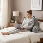Reading Pillow with Arms for Sitting in Bed,Backrest,Gray Flannel,M - Image 2