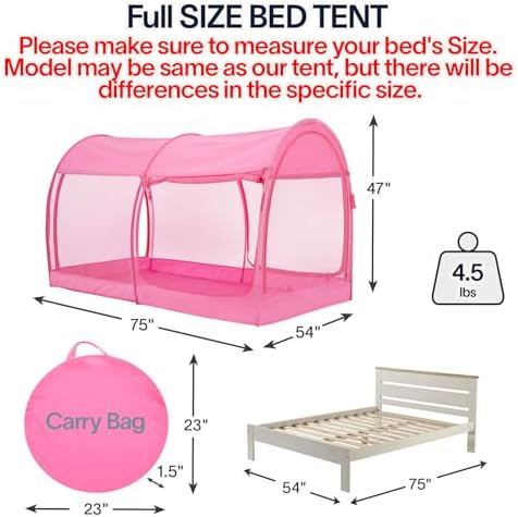 LEEDOR® Bed Tent Dream Tent Bed Canopy Shelter Cabin Sleeping Tent Indoor Bed Curtain Pop Up Privacy Warm Breathable with 4 Doors Twin/Full/Queen for Kids and Adult (Mattress Not Included) - Image 2