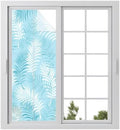 Window Privacy Film Frosted, Blue Botanical Static Cling Door Window Covering, Summer Palm Leaves Foliage Tropical UV Blocking Windows Film for Office, Hotel, Bedroom, 29.5 x 78.7 Inches by Unknown