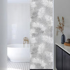 Window Privacy Film Frosted, Grey Botanical Reusable Static Cling Window Tints, Summer Palm Leaves Foliage Tropical Heat Control Windows Films for Offices, Balcony, 29.5 x 118 Inches - Image 3