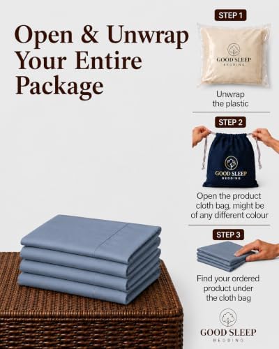 1000 TC Standard Pillowcases Set of 4 100% Egyptian Cotton Pillow Cases - Image 2