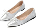 KUNWFNIX Women's Ballet Flats Foldable Classic Crown Rhinestone Slip On Bowknot PU Leather Faux Suede Pointed Toe Comfort Flat Casual Dress Shoes by KUNWFNIX