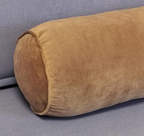 Tingting's Dream Smooth Velvet Long Bolster Pillow Sofa Cylinder Neck Pillow Round Cervical Roll Pillow Multifunctional Lumbar Waist Cushion (Brown, 15×40cm/5.91"×15.7") - Image 2