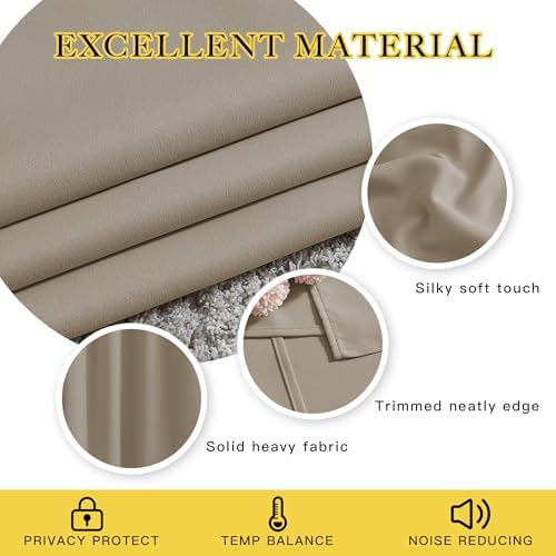 NICETOWN Sleep Blackout Curtains 84 inches Length for Small Windows, Noise Reducing and Block Draft Panels for Door Doorway Laundry Office Luxury Decor Theme (2 Panels, Taupe, W52 x L84) - Image 3