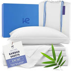Kickoff Viscose Bamboo Sheets Split King Size 5-pc 100% Organic Bamboo Viscose Bed Cooling Sheets Split King Size Set Cool Bedding for hot Sleepers Sheet Set - Gift Ready Packaging (White, SK) by KickoffHome