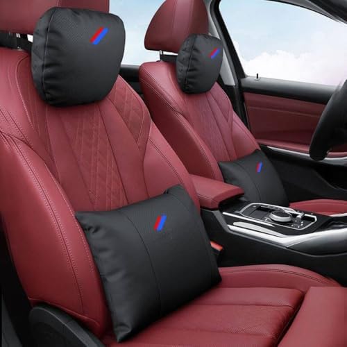 Car Lumbar Support Pillow and Car Neck Pillow Kit Compatible with BMW M 3 5 7 X1 X3 M3 M5 X1 X5 X6, Car Neck Rest Headrest Guard Lumbar Cushion Long Driving Travel Accessories - Image 2