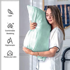 Suatien Mulberry Silk Pillow Cases 2 Pack King Size, Sage - Image 4