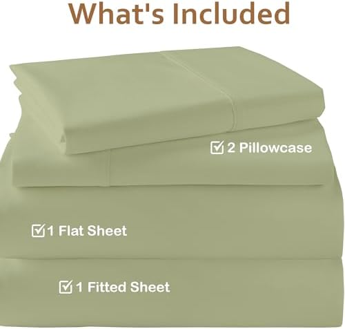 ARlinen 4 PCs Cot Sheets Sets 33" X 75", Egyptian Cotton Fitted Mattress Fits Upto 4"-8" Deep Perfect for Narrow Twin/RV Bunk/Guest Bed Replacement/Camping, Sage - Image 3