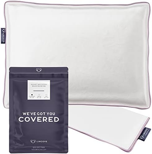 Lincove 100% Cotton Sateen Pillow Protector Cover - Zipper Pillow Cover - 500 Thread Count Luxury Cotton - Zippered Dust Pillow Protector Bed Pillow Case, Standard, 20”x26” by Lincove