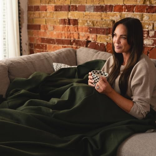 Arcturus Tahoe Wool Bed Blanket | Soft, Breathable Wool Blanket for Year-Round Comfort - Queen Size (90"x 96") | Thick, Washable & Warm (Olive Green) - Image 4
