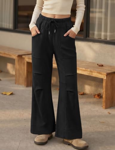 TARSE Womens Wide Leg Lounge Pant Baggy Flare Elastic Waist Sweatpants - Image 3