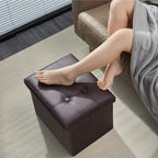 AmasSmile Ottoman with Storage,Folding Stool,17" Leather,Brown 2 Pack - Image 4