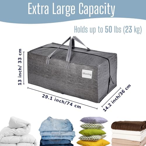 VENO 4 Pack Heavy Duty Moving Bags with Backpack Straps, Zippers & Handles, Extra Large Packing Bags for College Dorm Essentials, Moving Supplies Alternative to Cardboard Moving Boxes - Image 2