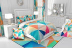 Erosebridal Colorful Geometric Toddler Bedding Set,Cute Rainbow Comforter Set for Kids Room Decor,Abstract Aesthetic Quilt Bed Set Watercolor Checkered Grid Down Comforter 2Pcs - Image 6