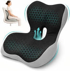PEGZONE Seat Cushion & Lumbar Support Pillow Memory Foam, Black & Gray by Pegzone
