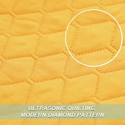 Exclusivo Mezcla Reversible King Size Quilt Bedding Set, Bright Yellow - Image 4