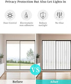 Window Privacy Film Frosted, Black Striped Vintage Static Cling Door Window Covering, Farmhouse Lines Rustic Minimalist UV Blocking Windows Film for Office, Hotel, Bedroom, 29.5 x 78.7 Inches - Image 6