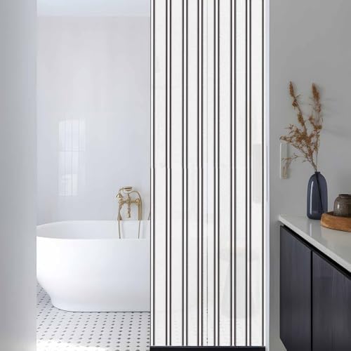 Window Privacy Film Frosted, Black Vertical Striped Reusable Static Cling Window Tints, Minimalist Modern Lines Geometric Heat Control Windows Films for Offices, Balcony, 29.5 x 118 Inches - Image 3