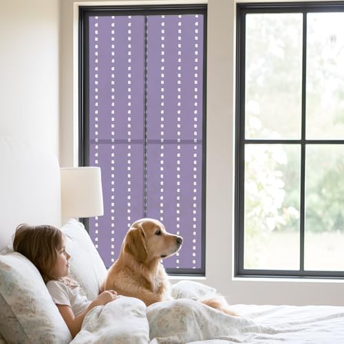 Window Privacy Film Frosted, Purple Modern Static Cling Door Window Covering, Abstract Geometric Vertical Stripes Retro UV Blocking Windows Film for Office, Hotel, Bedroom, 29.5 x 78.7 Inches - Image 2