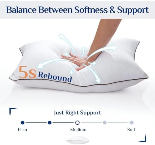 JOLLYVOGUE Soft Pillows Queen Size Set of 2, Cooling and Firm Pillows with Oeko-Tex Certified Down Alternative Filling for Side, Back, and Stomach Sleepers, Hotel Collection - Image 4