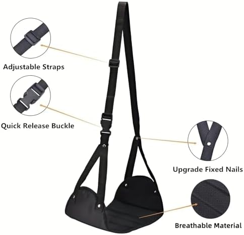 Foot Hammock for Plane Travel Portable Airplane Footrest Adjustable Height Foot Rest Travel Accessories Footrests Hammock to Relax Your Feet for - Image 3