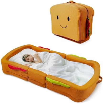 Toddler Travel Bed Sandwich Style - Portable Toddlers Floor Beds, Foldable Soft Foam Travel Bed for Baby and Kid, Washable Cover Toddler Cot with Safety Rail for Travel, Home/Travel Sleep by Liftozainyourlife