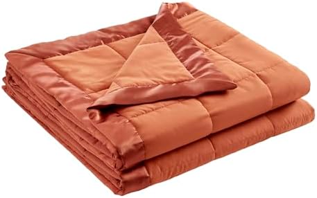 Madison Park Down Alternative Queen Blanket for Bed, Satin Trim, Orange - Image 2