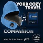 Bluetooth Music Semicircular Neck Pillow with Hood Wireless Bluetooth Speaker Suitable Airplane,Car,Office,and Outdoor Camping for Sleeping, Resting The Best Travel Essentials. (Light Blue) - Image 4