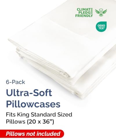 King Standard Pillow Cases - 6 Pack Pillowcases, 20" x 36" - Antique White - Image 2