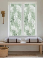 Window Privacy Film Frosted, Green Botanical Reusable Static Cling Window Tints, Summer Palm Leaves Foliage Tropical Heat Control Windows Films for Offices, Balcony, 29.5 x 118 Inches - Image 5