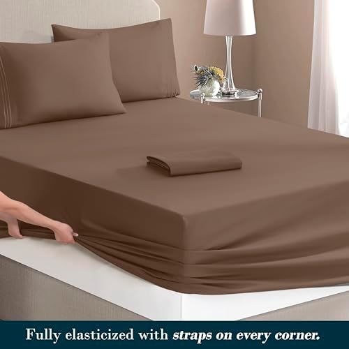 Mocassi Twin XL Size 4-Piece Bed Sheet Set - 1800 Premium Hotel Quality Microfiber 18-24 Inches Extra Deep Pocket Fitted Sheet- Luxury Soft, Breathable, Wrinkle, and Fade Resistant, Taupe - Image 4