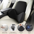 BEBAS Ergonomic Memory Foam Extended Lumbar Support Pillow for Car, Black - Image 5