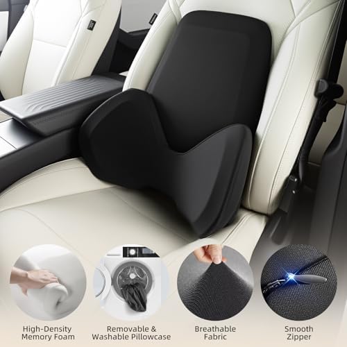 BEBAS Ergonomic Memory Foam Extended Lumbar Support Pillow for Car, Black - Image 5