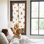 Window Privacy Film Frosted, Thanksgiving Fall Static Cling Door Window Covering, Turkey Sunflowers Pumpkin Brown Striped UV Blocking Windows Film for Office, Hotel, Bedroom, 29.5 x 78.7 Inches - Image 2