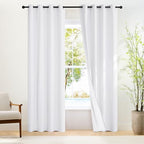 NICETOWN 100% Blackout Window Curtain Panels, Thermal Insulated Full Light Blocking Drapes with White Liner, 84 inches Drop Thermal Insulated Draperies (Pure White, 1 Piece, 66 inch Wide) by NICETOWN