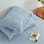 Love's cabin Seersucker Light Blue Full Comforter Set, 7-Piece Bed in a Bag - Image 6