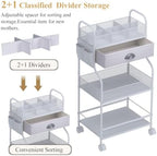 Baby Diaper Caddy Cart Organizer -3 Tier, Bedside Nursery Essentials Organizer & Storage Holder for Newborn Baby Stuff, 2+1 Dividers, 1 Drawer,Rolling Utility Cart for Bedroom,Changing Table, Crib. - Image 3