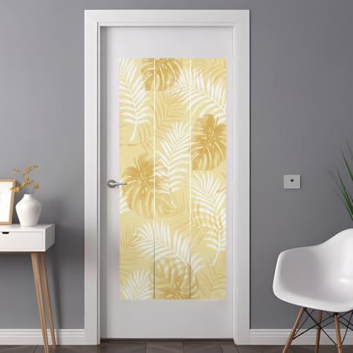 Window Privacy Film Frosted, Yellow Palm Trees Tropical Non-Adhesive Static Cling Window Tint, Summer Beach Botanical Insulated Windows Frosted Films for Living Room, 35.4 x 78.7 Inches - Image 3