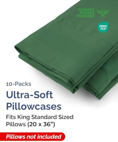 King Standard Pillow Cases - 6 Pack Pillowcases, 20" x 36" - Emerald Green - Image 2