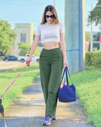 G4Free EverGoing Wide Leg Yoga Pants for Women Crossover Waist with Pockets - Image 3