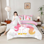 Erosebridal Unicorn Girls Bedding Set Toddler | Kids Rainbow Unicorn Comforter Set Kawaii Cute Reversible Stars Butterfly Quilt Comforter Teens Children Adults Cartoon Room Decor All Season,2 Pcs - Image 5