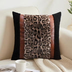 EMMTEEY Black and Brown Leather Leopard Pillow Covers 18x18 Set of 2 - Image 3