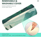 Mountain Forest Trees Green 02 Neck Roll Pillow Bolster Round Health Memory Foam Long Cervical Cylinder Pillows with Removable Washable Cover for Body Bed Legs Back Yoga - Image 4
