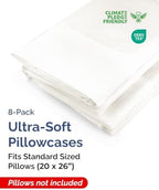 Standard Pillow Cases - 8 Pack Pillowcase Covers, 20" x 26" - Antique White - Image 2