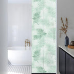 Window Privacy Film Frosted, Light Green Botanical Reusable Static Cling Window Tints, Summer Palm Leaves Foliage Tropical Heat Control Windows Films for Offices, Balcony, 29.5 x 118 Inches - Image 3